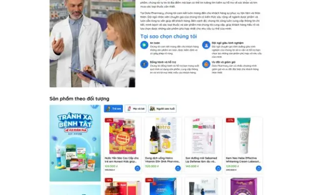 Giao Diện Website Nhà Thuốc Chuyên Nghiệp: Chuẩn SEO, Đạt Chuẩn GPP