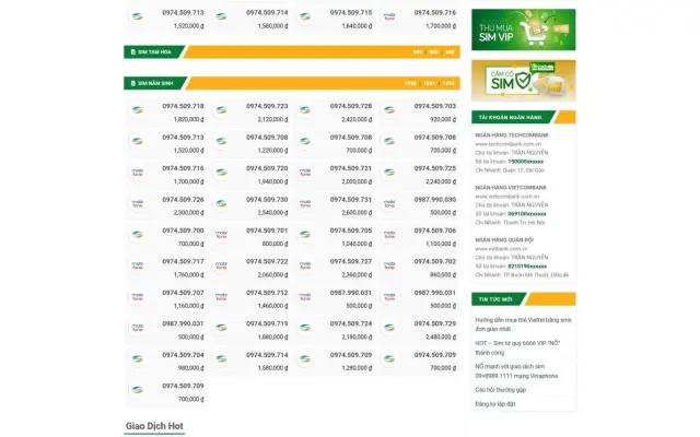 Website Chợ Sim Số Đẹp, Đại Lý Sim Thẻ