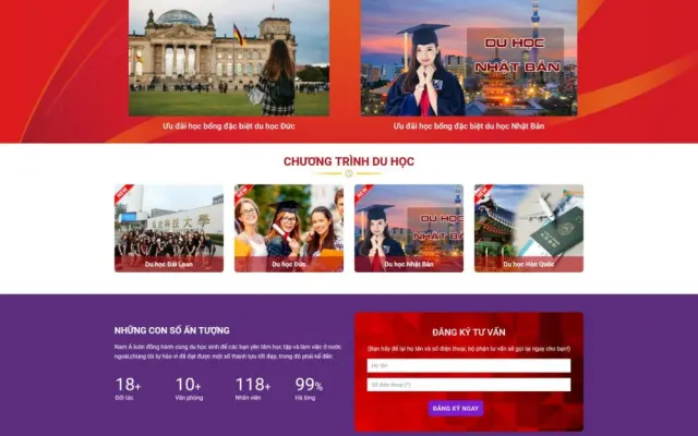 Website Du Học – Giao Diện Trung Tâm Tư Vấn Du Học Chuẩn SEO