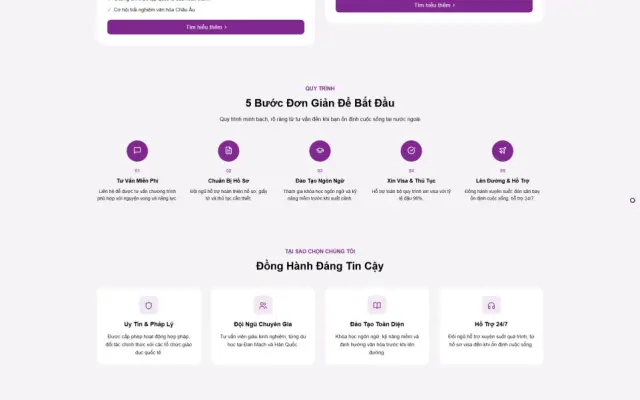 Website du học Hàn Quốc chuẩn SEO, giao diện hiện đại