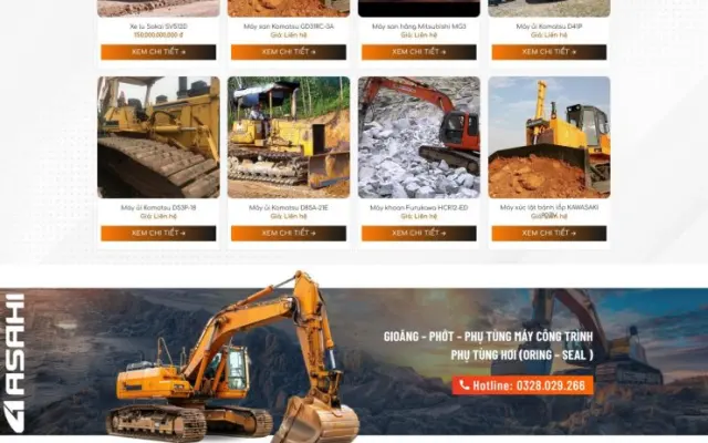 Website Xe Cơ Giới Hiện Đại – Giao Diện Máy Công Trình Chuẩn SEO