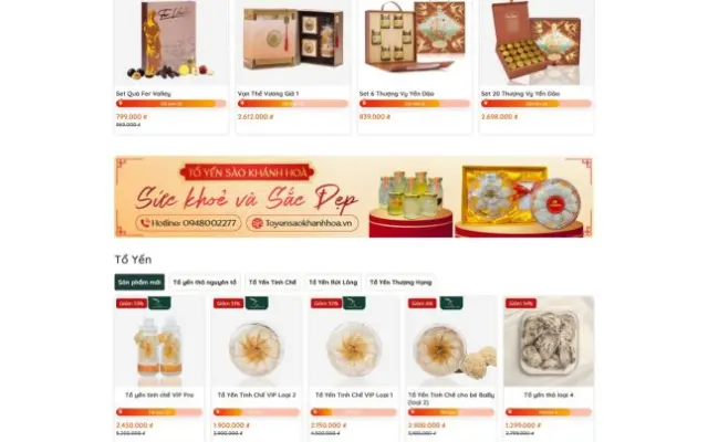 Website Yến Sào Cao Cấp – Giao Diện Thực Phẩm Sang Trọng Chuẩn SEO