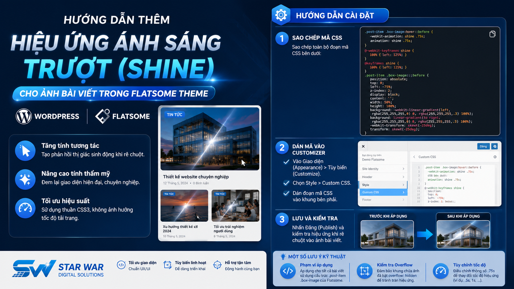 Thêm hiệu ứng ánh sáng khi hover vào ảnh bài viết trong theme Flatsome