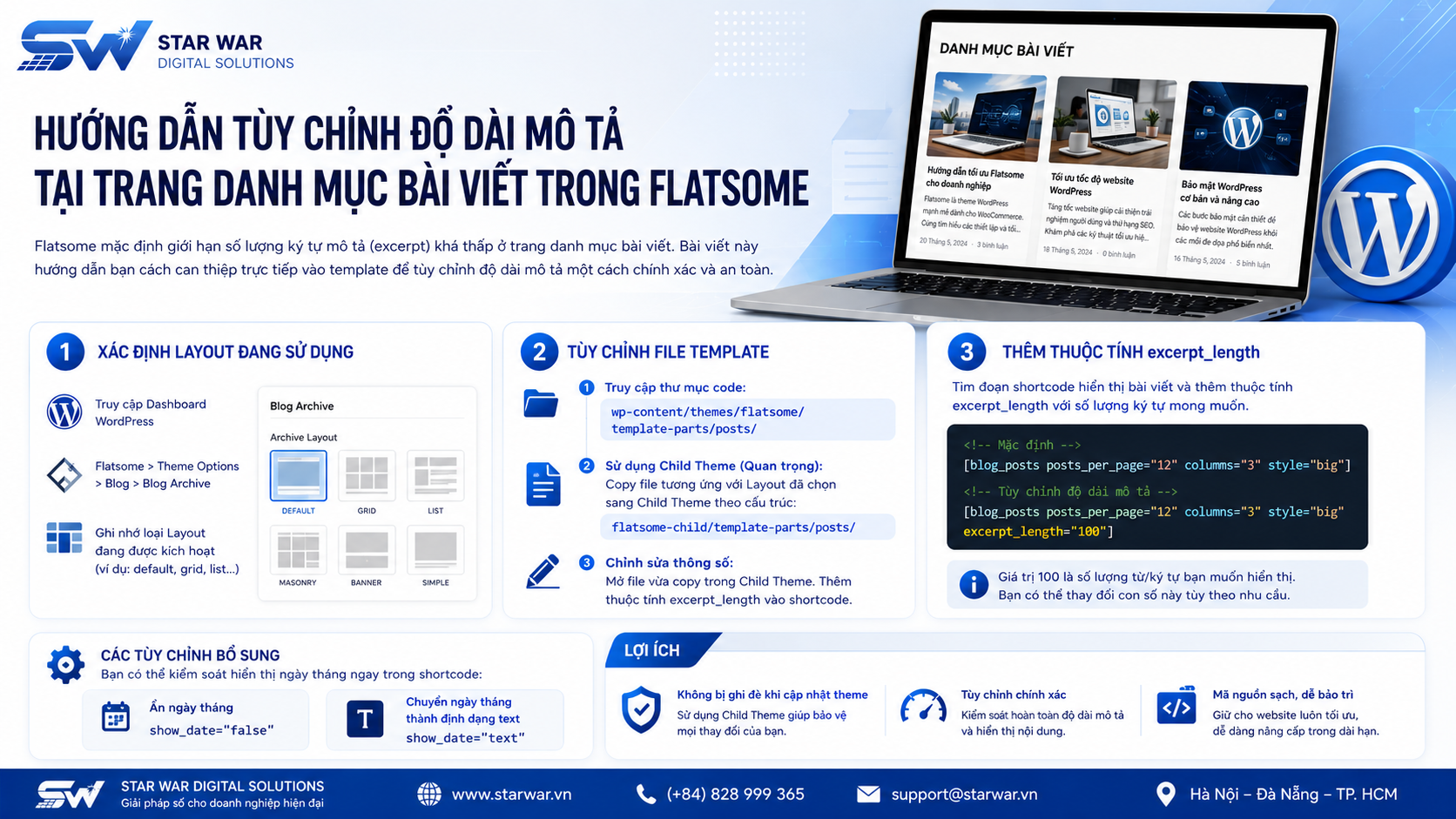 Thay đổi độ dài mô tả trang danh mục bài viết trong theme flatsome