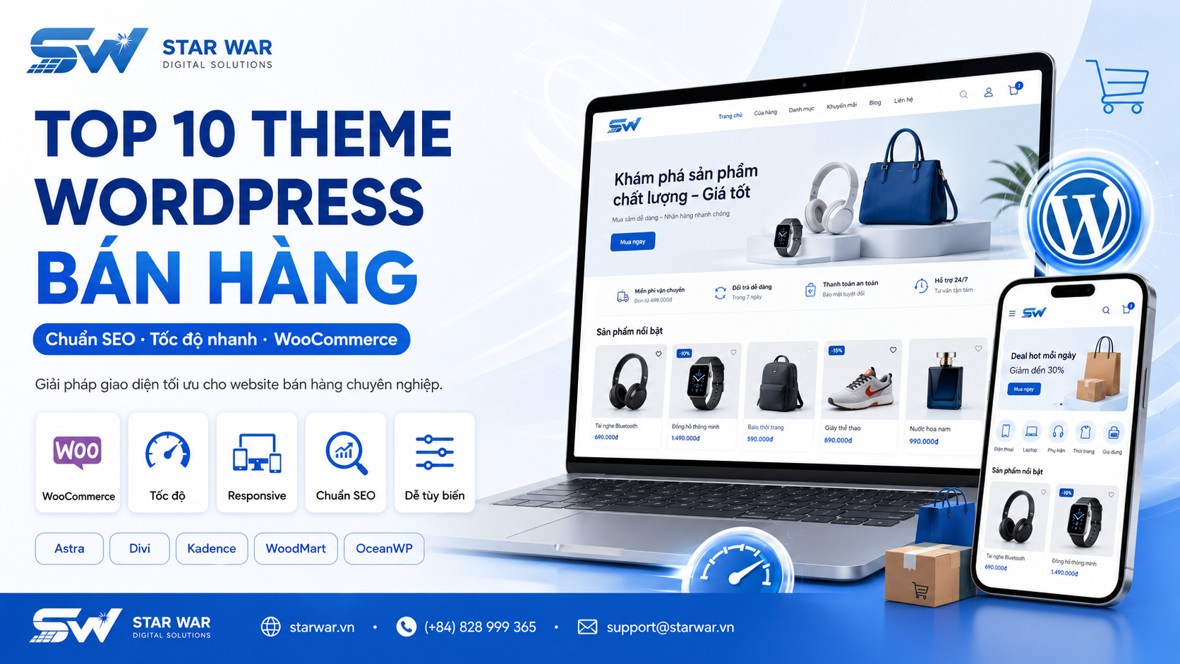 Top 10 Theme WordPress bán hàng chuẩn SEO tốt nhất hiện nay