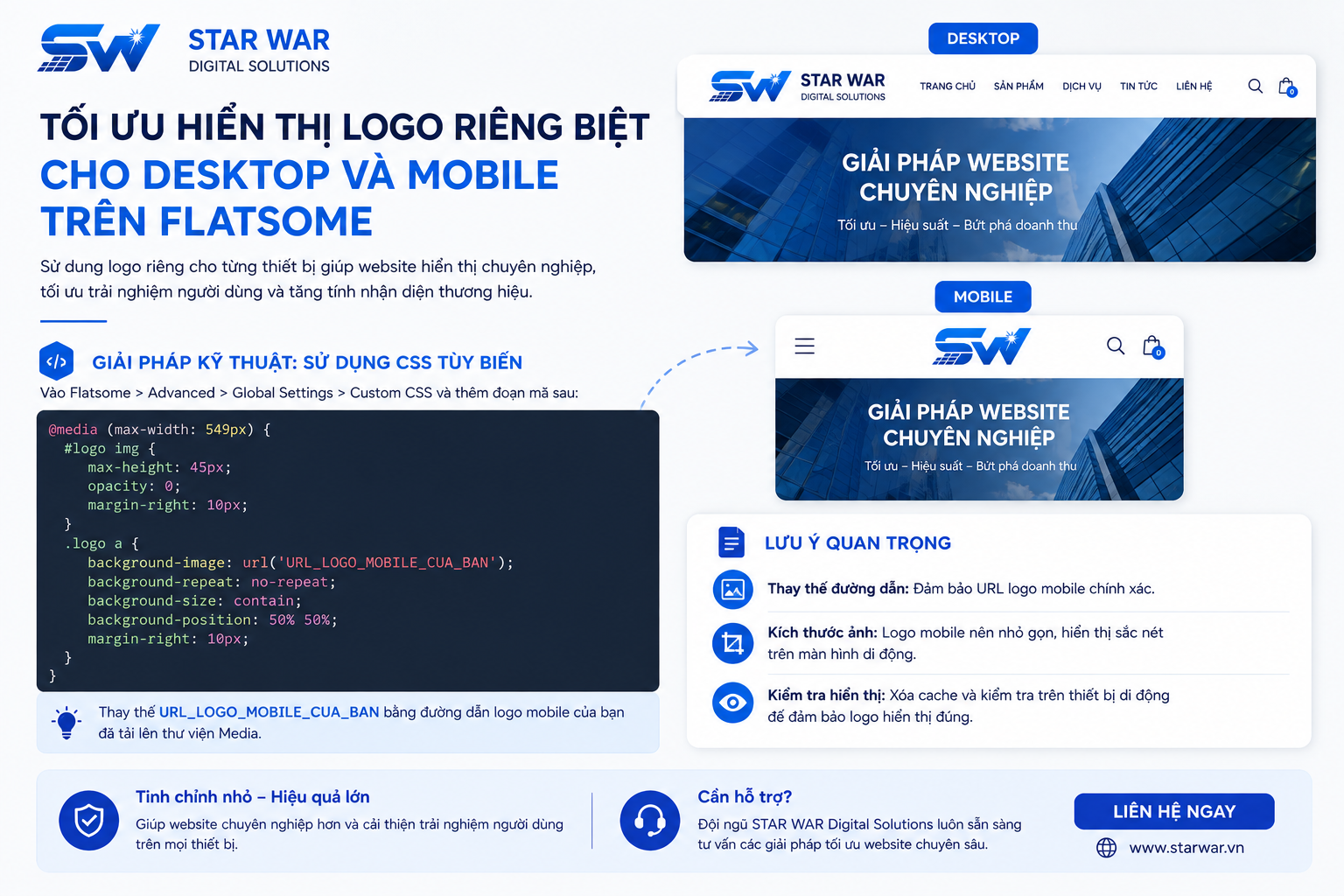 Sử dụng logo riêng biệt cho desktop và mobile trên Flatsome