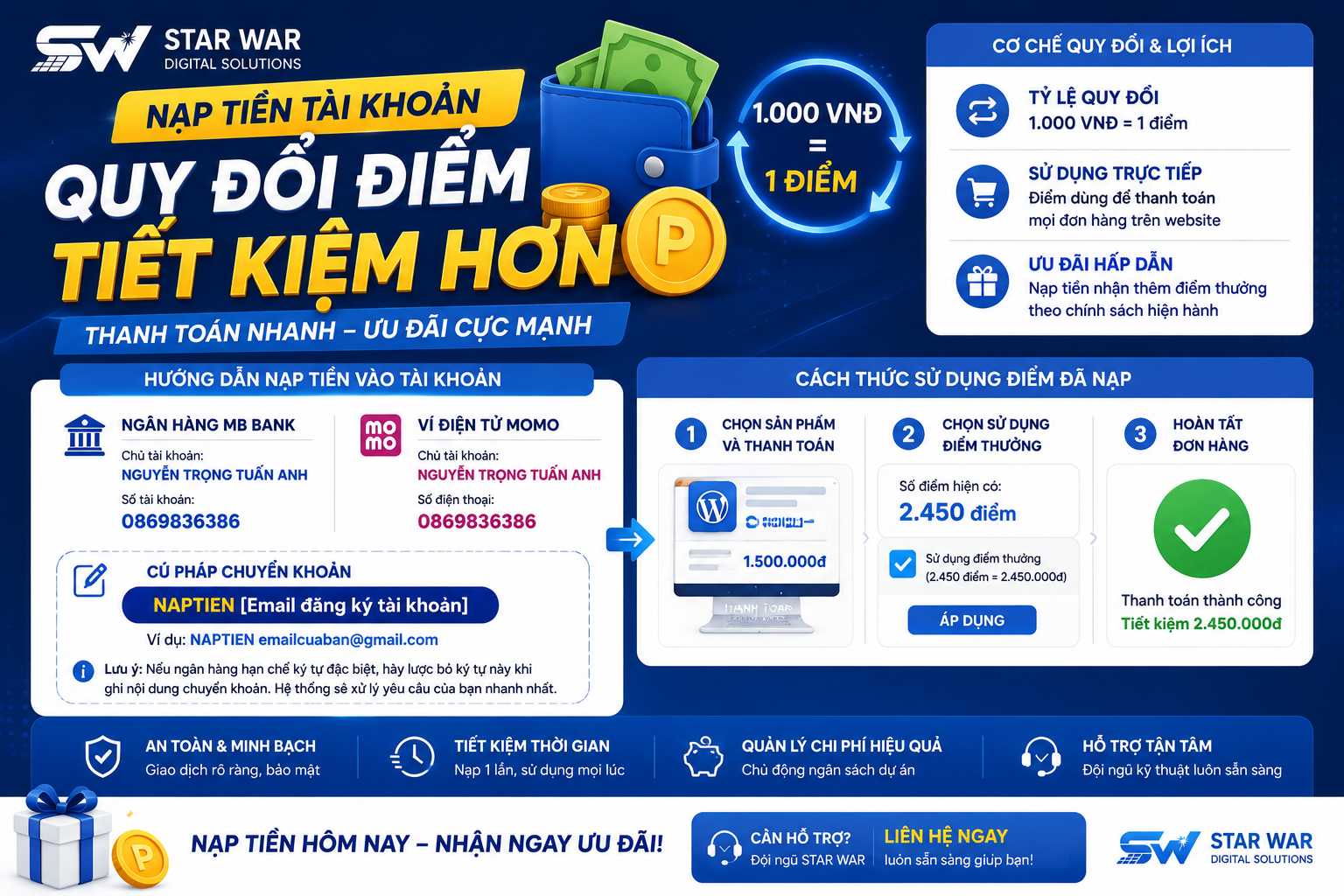 Nạp tiền nhận nhiều ưu đãi khi mua Theme tại STAR WAR Digital Solutions