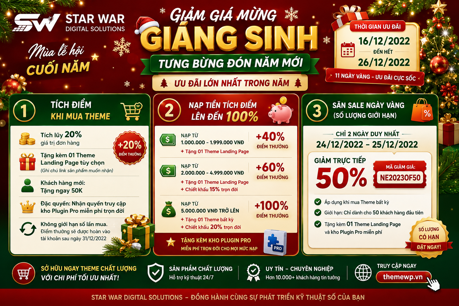 [BÃO SALE CUỐI NĂM] Giảm giá mừng Giáng Sinh – tưng bừng đón Năm Mới, duy nhất chỉ có tại STAR WAR Digital Solutions