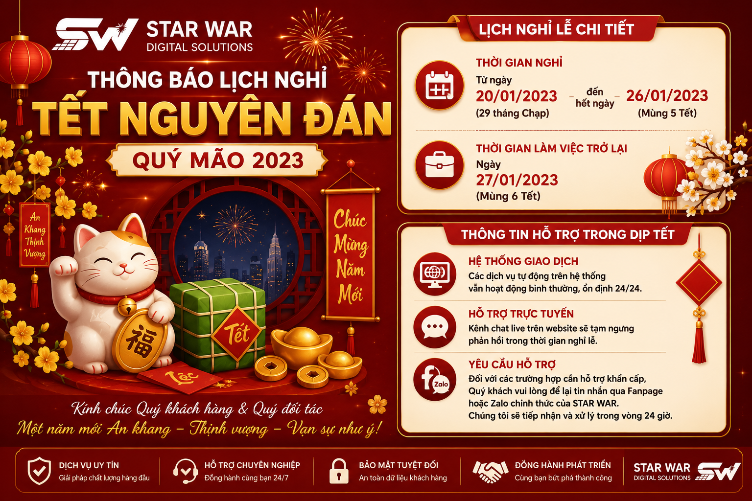 [Thông báo] Lịch nghỉ Tết Nguyên đán – Quý Mão 2023