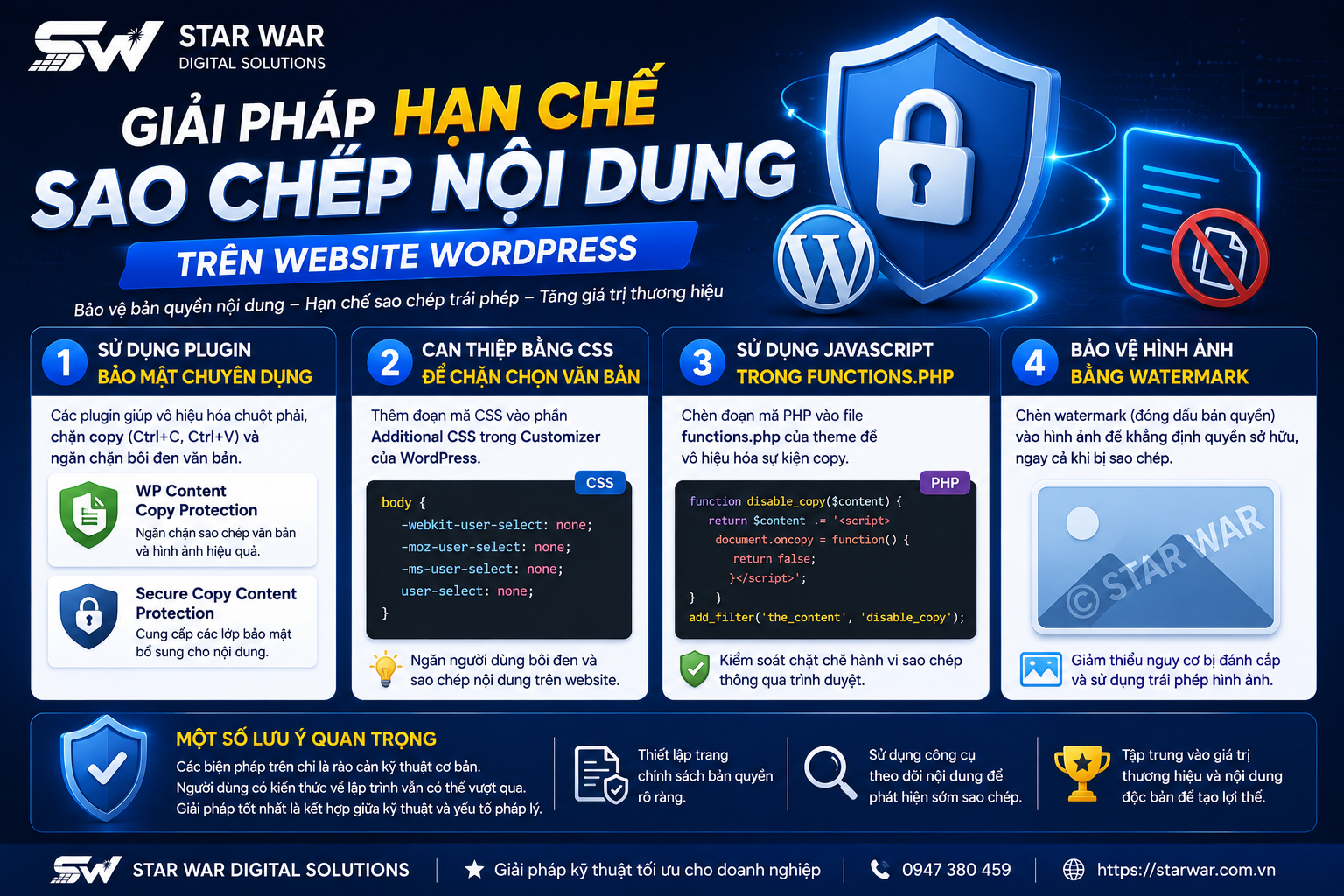 Cách chặn copy nội dung trên WordPress