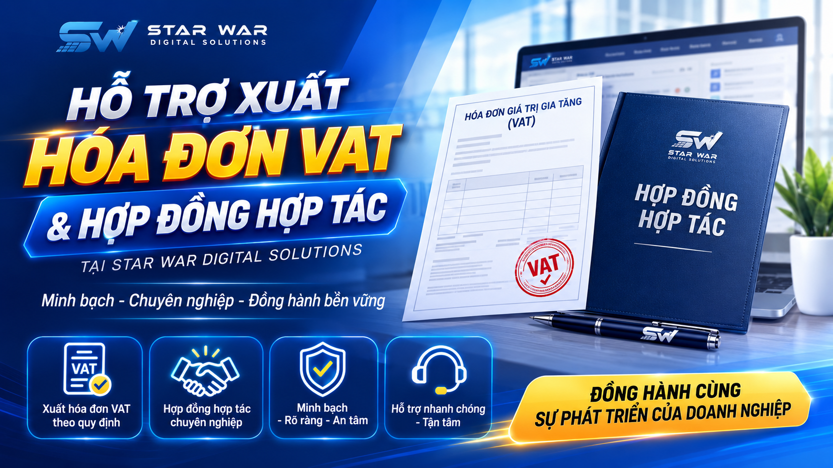STAR WAR Digital Solutions hỗ trợ xuất hóa đơn và hợp đồng dành cho khách hàng