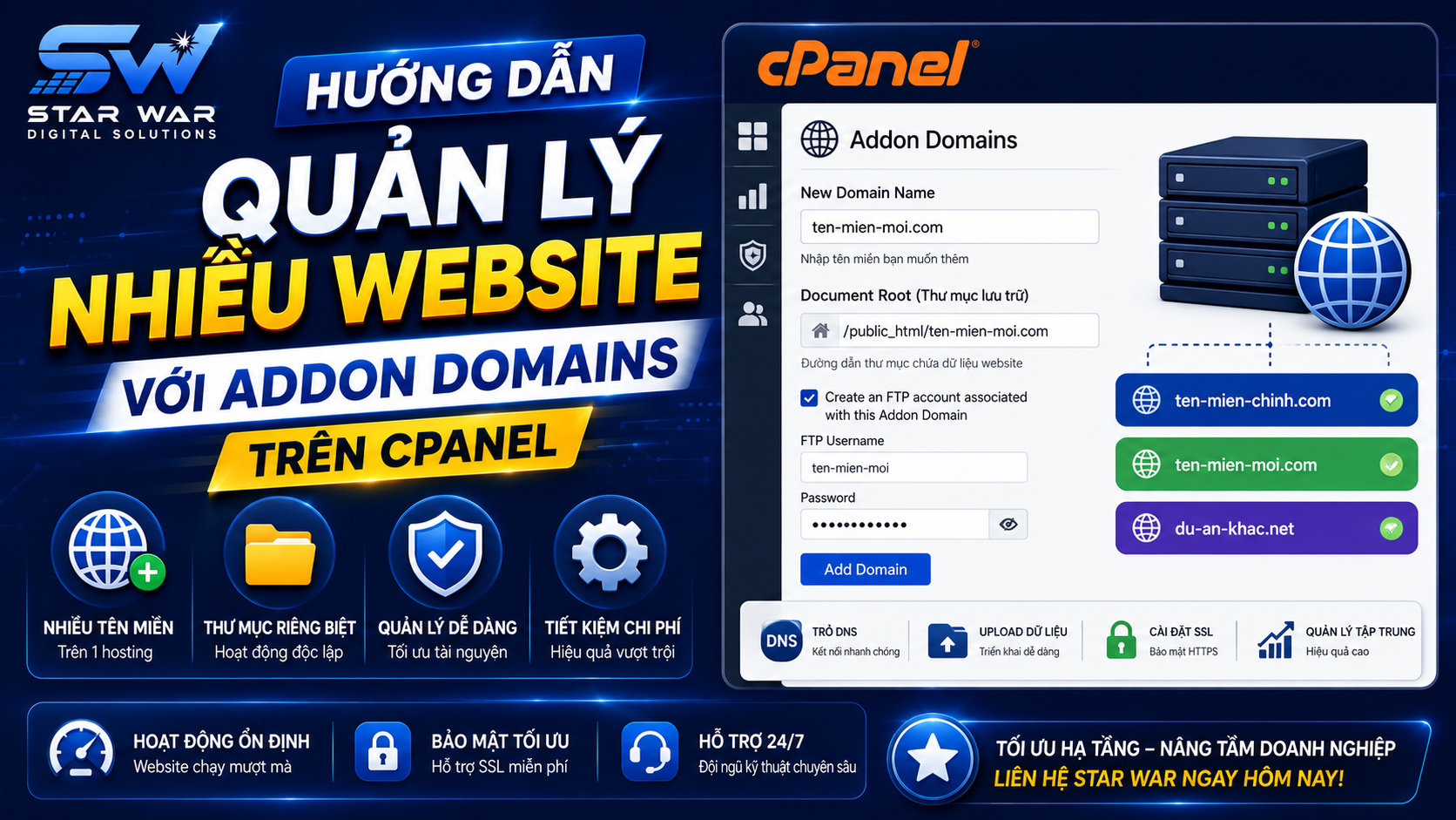 Cách thêm Addon Domains trên Hosting cPanel