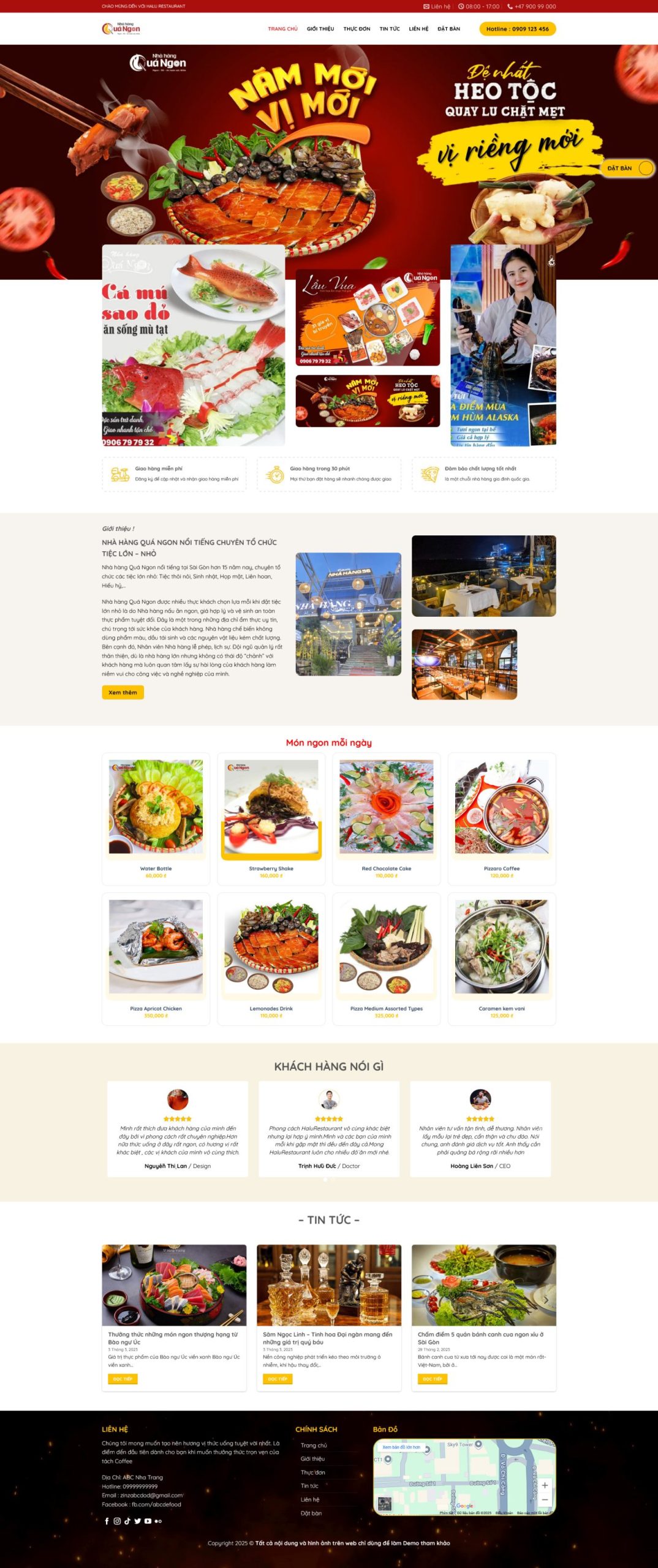 Giao diện Giao Diện Website Nhà Hàng Sang Trọng: Đặt Bàn Nhanh, Chuẩn SEO