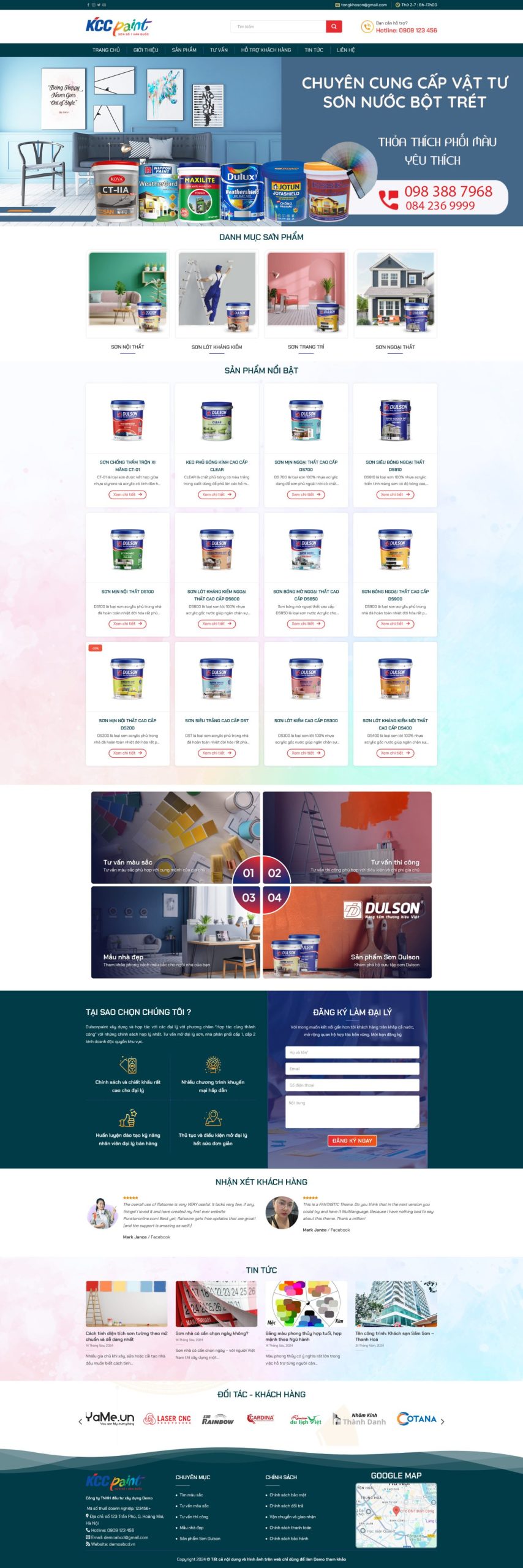 Giao diện Giao Diện Website Sơn Nước Chuyên Nghiệp: Tối Ưu SEO, Phủ Màu Công Trình