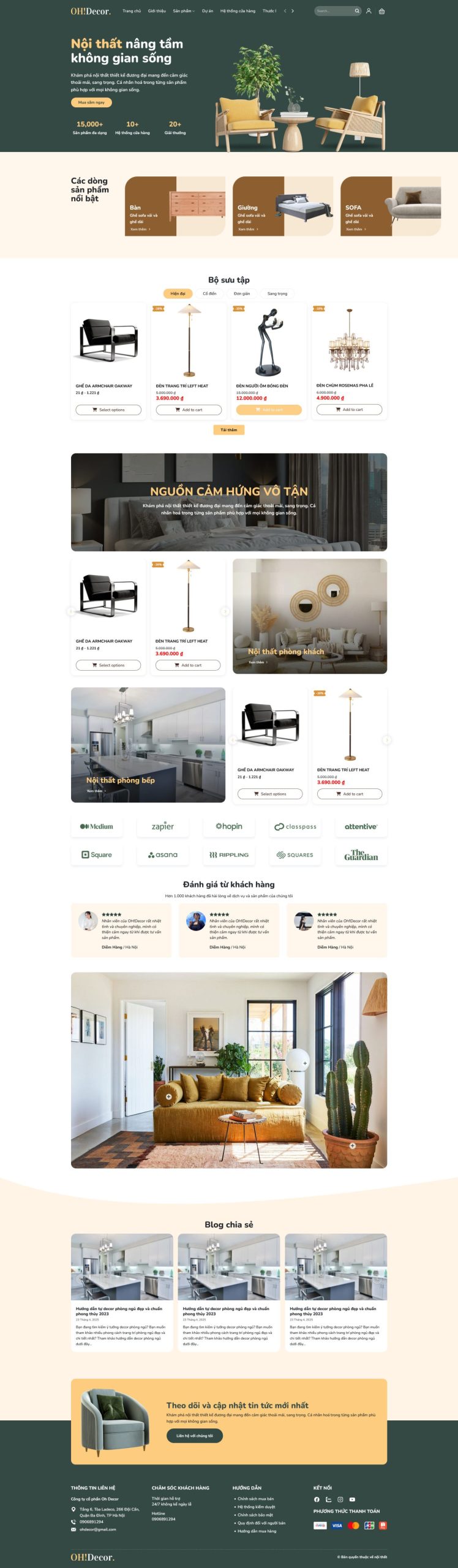 Giao diện Mẫu Website Nội Thất Sang Trọng Đẹp Hiện Đại