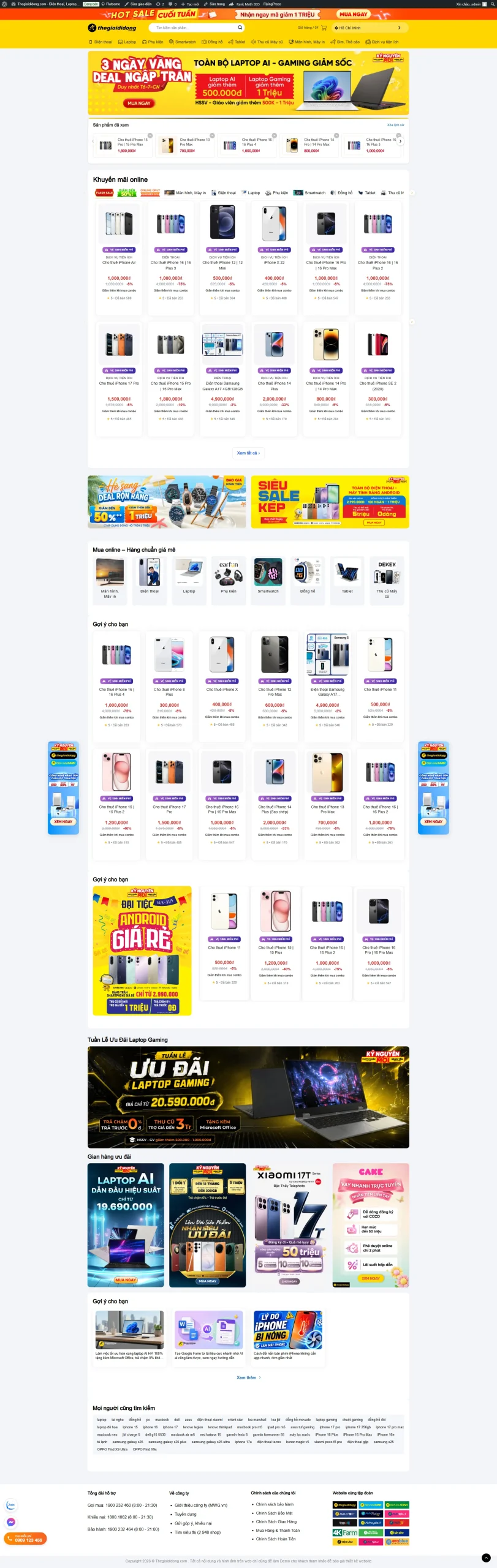 Website bán hàng điện thoại giống tgdd chuẩn đẹp
