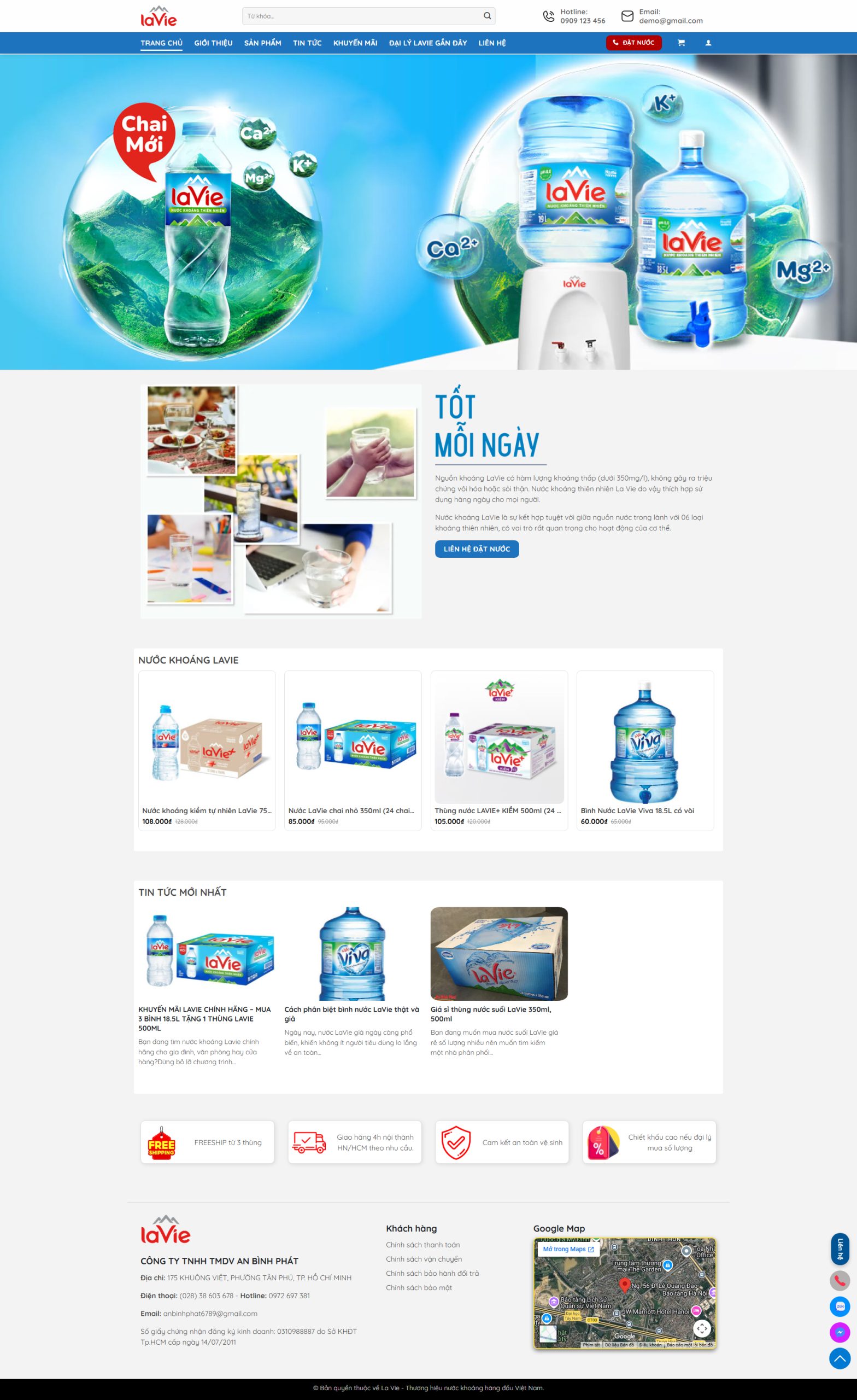 Giao diện Website bán nước khoáng