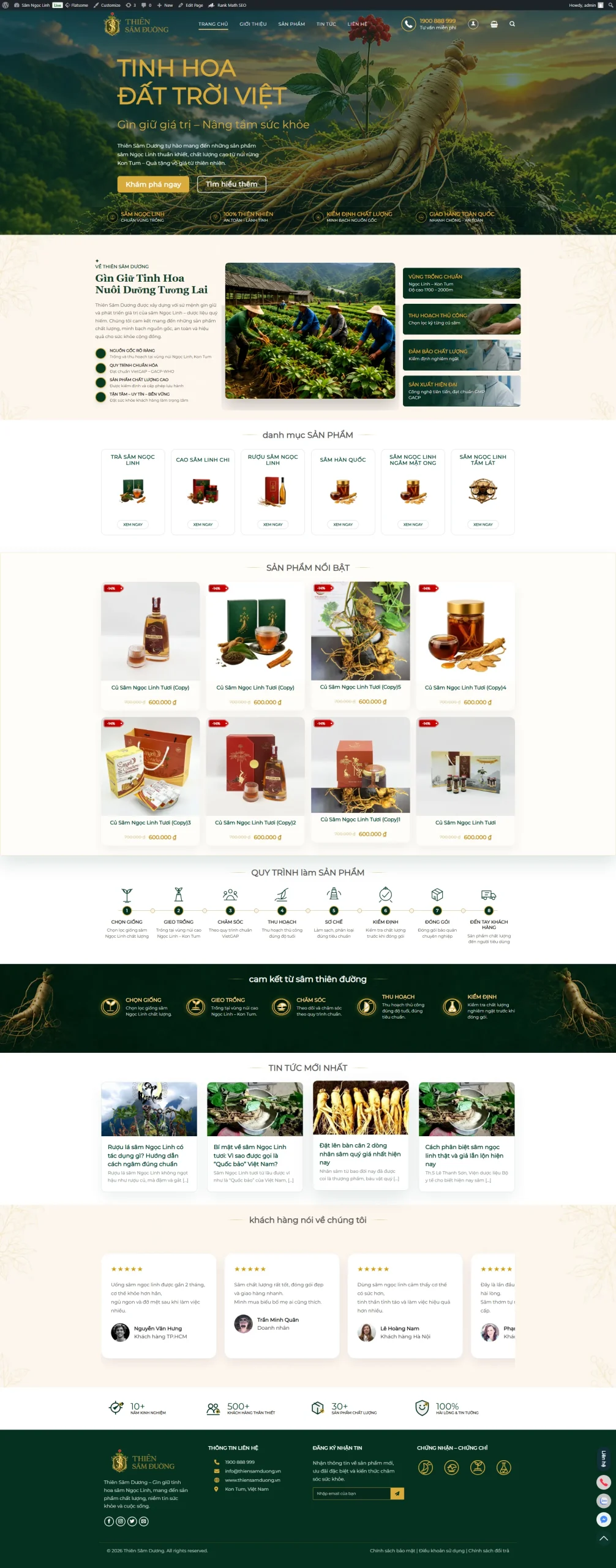 Website bán sâm ngọc linh – giao diện sang trọng chuẩn đẹp