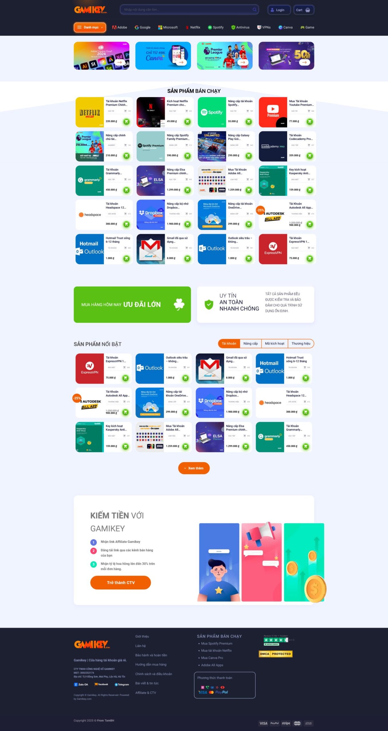 Giao diện Website Bán Sản Phẩm Số Hiện Đại Chuẩn SEO 2026