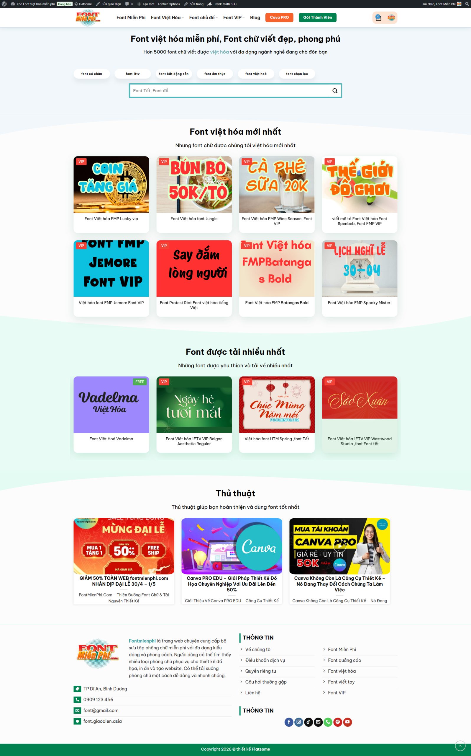 Giao diện Website Bán Tài Nguyên Số & Font Chữ Chuẩn SEO