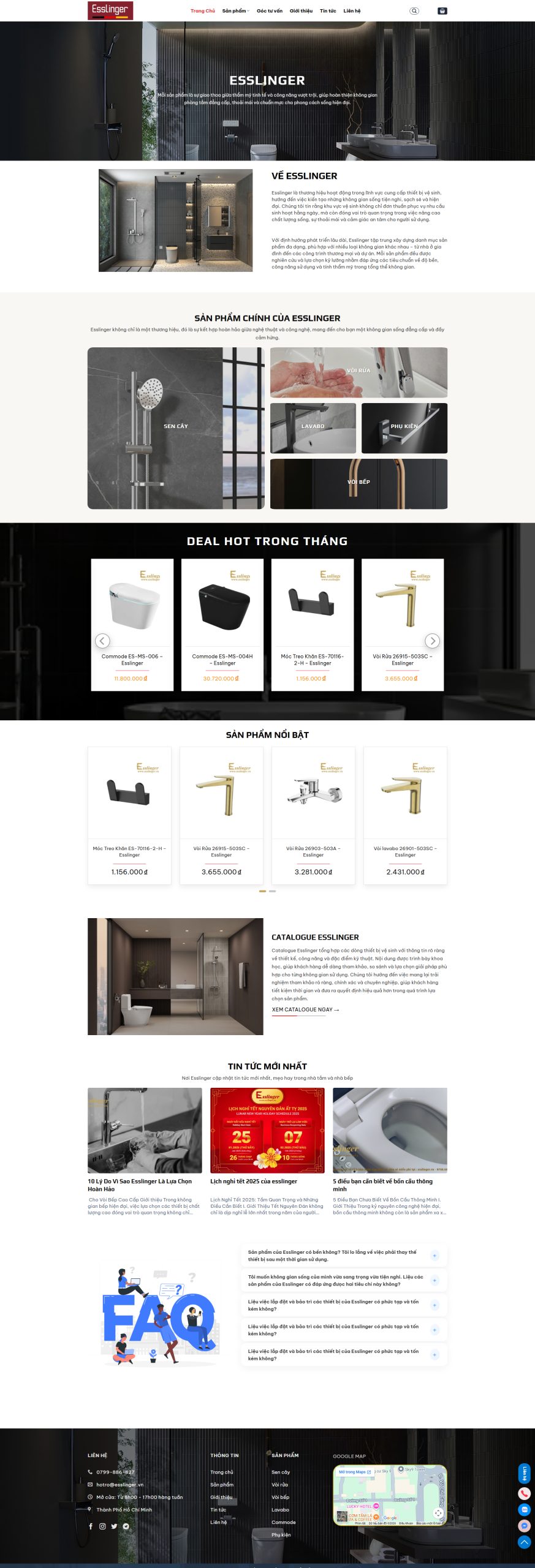Giao diện Website Bán Vòi Sen & Thiết Bị Vệ Sinh