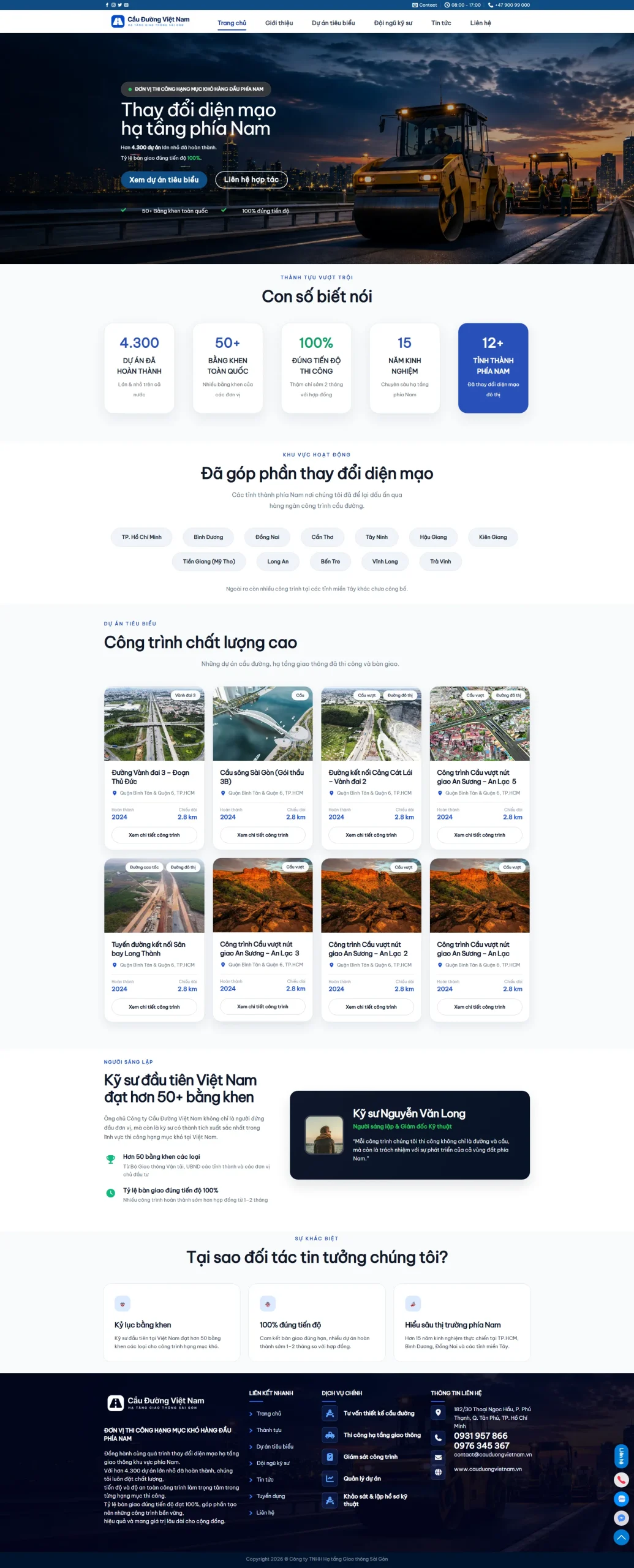 Website công ty xây dựng cầu đường – Giao diện chuyên nghiệp