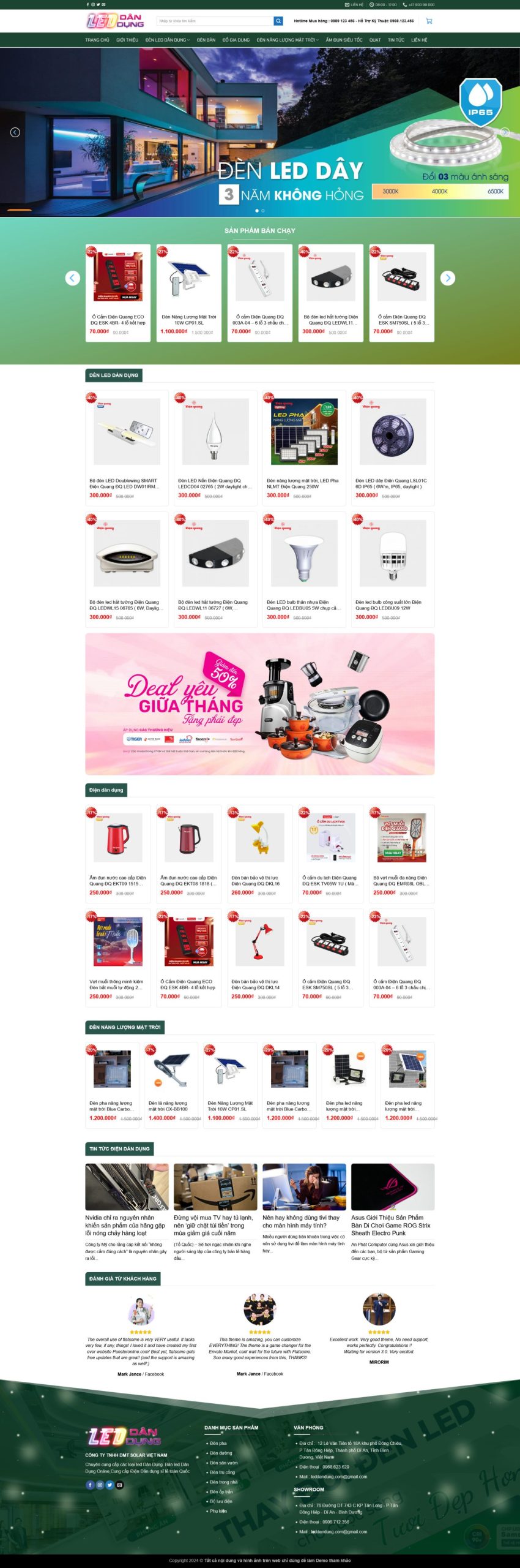 Giao diện Website Đèn LED Dân Dụng – Giao Diện Điện Nước Chuẩn SEO