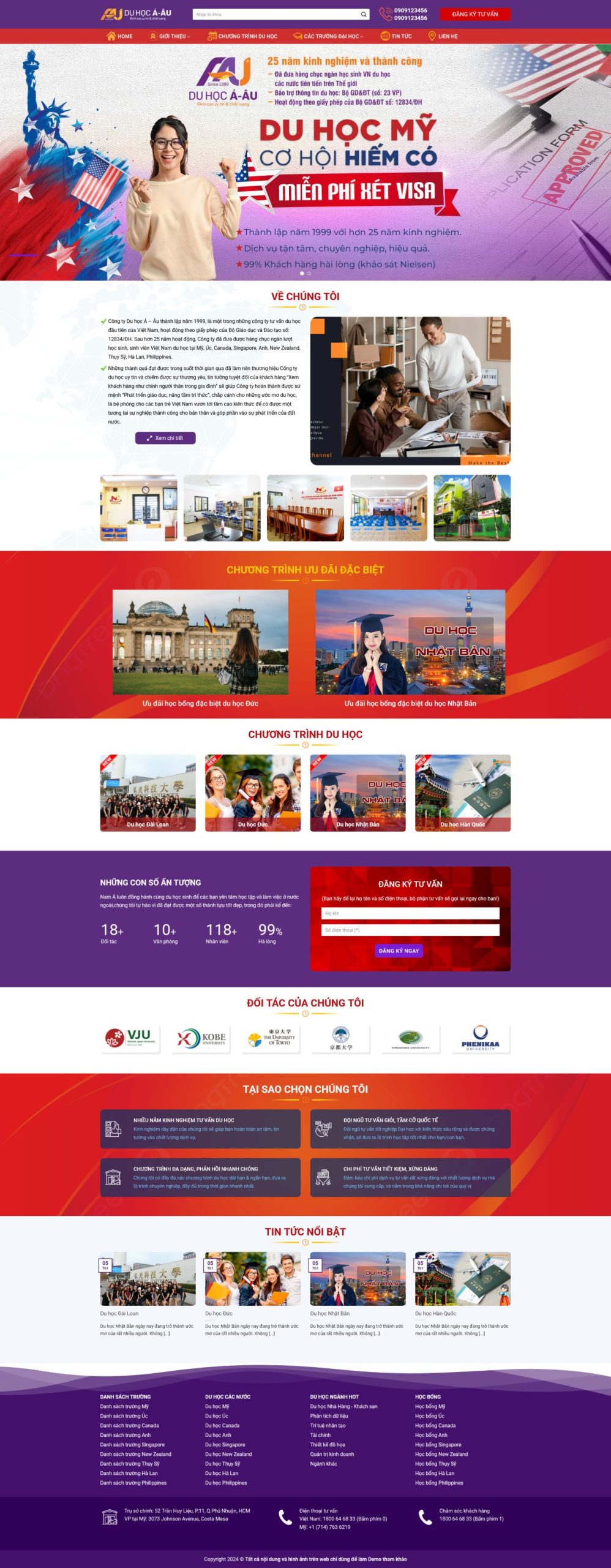 Giao diện Website Du Học – Giao Diện Trung Tâm Tư Vấn Du Học Chuẩn SEO