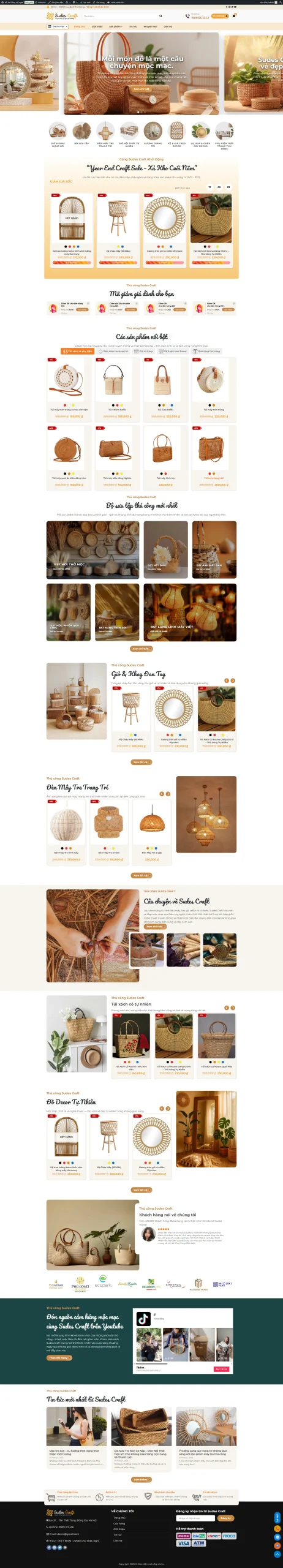 Website giỏ mây & thủ công mỹ nghệ – mộc mạc, tinh tế