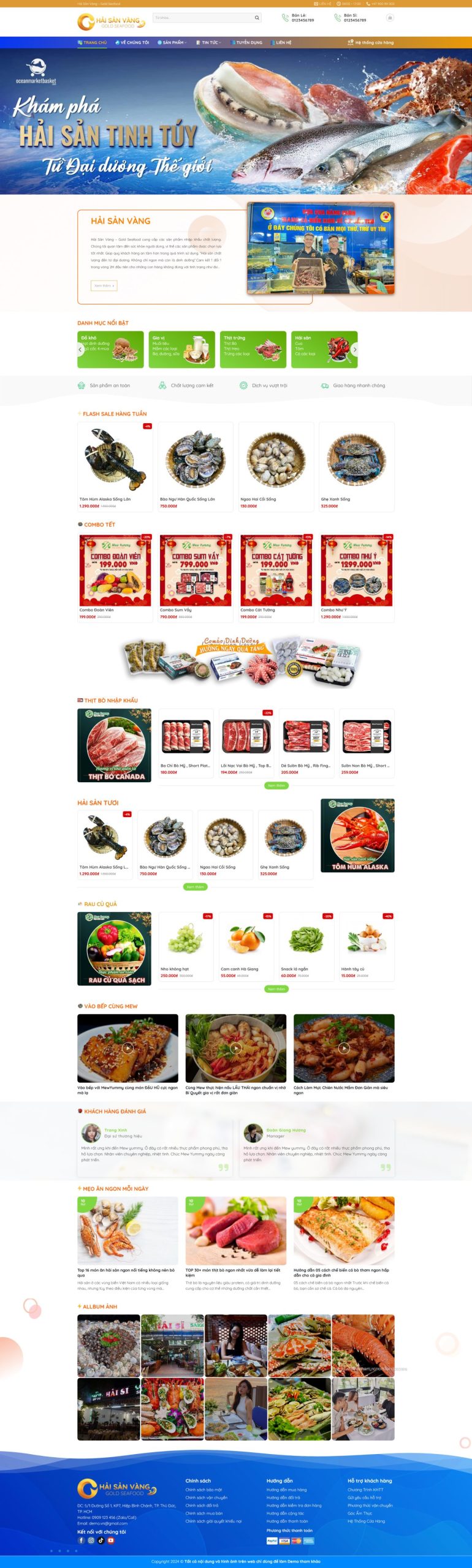 Giao diện Website Hải Sản Tươi Sống – Giao Diện Nhà Hàng Hải Sản Chuẩn SEO
