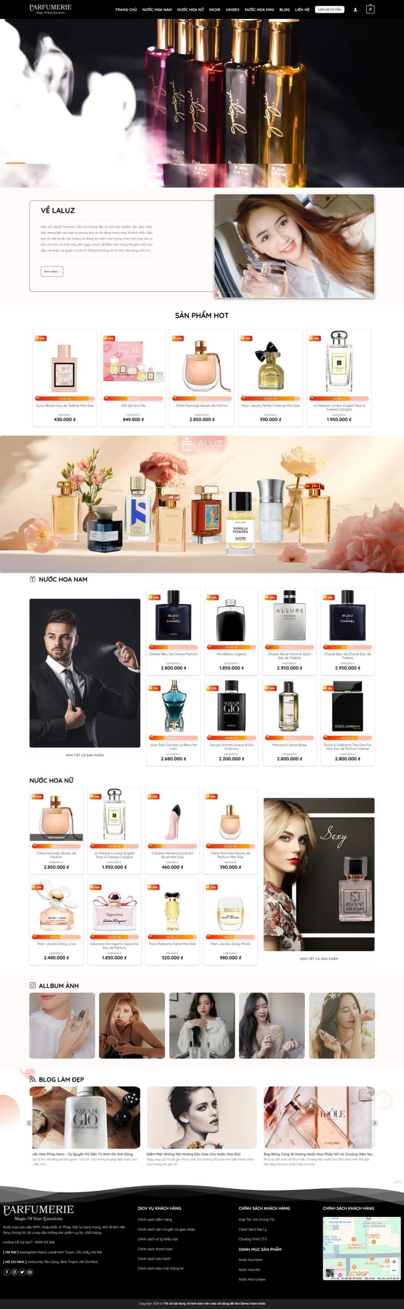 Giao diện Website Nước Hoa Sang Trọng – Giao Diện Shop Perfume Chuẩn SEO