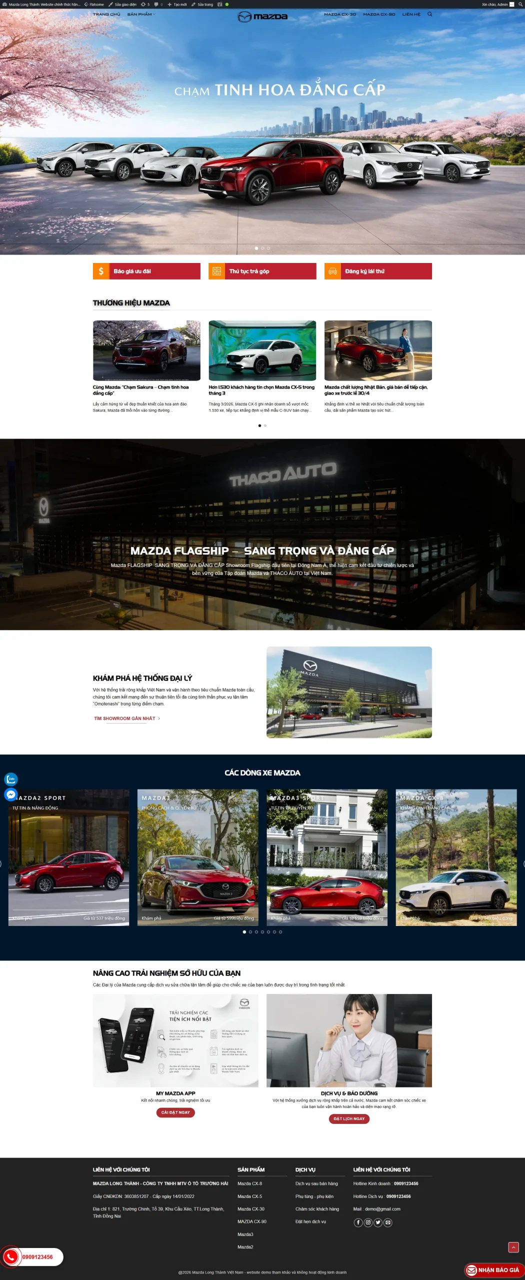 Website showroom bán xe mazda