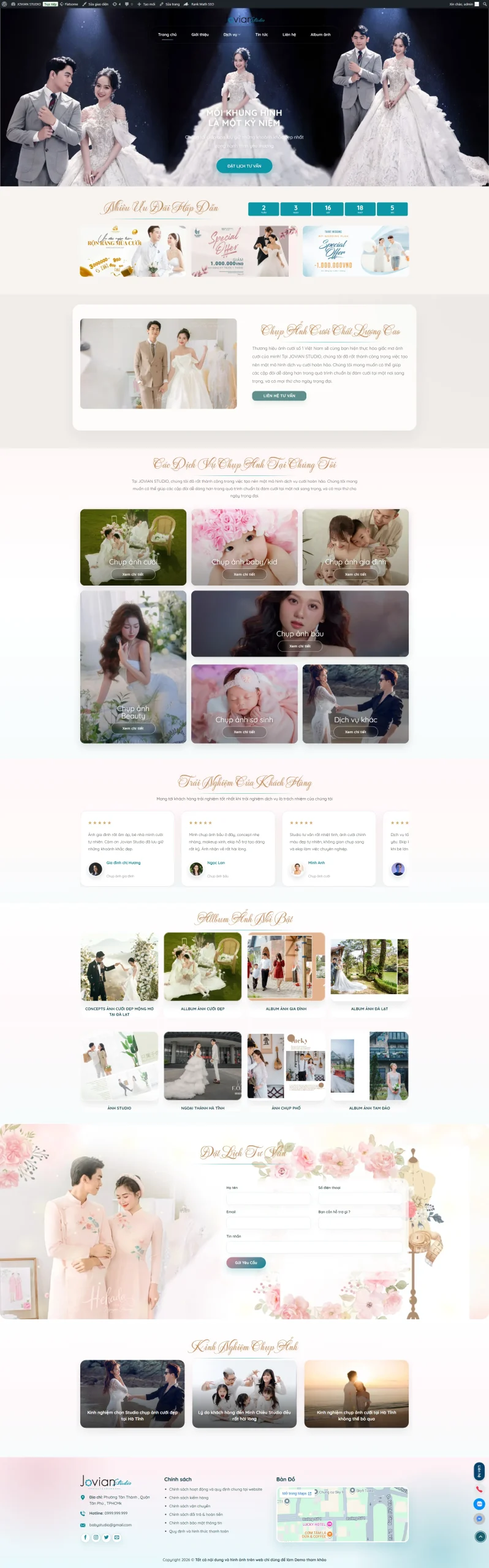 Website Studio Áo Cưới Phong Cách Hàn Quốc Đẹp, Chuẩn SEO