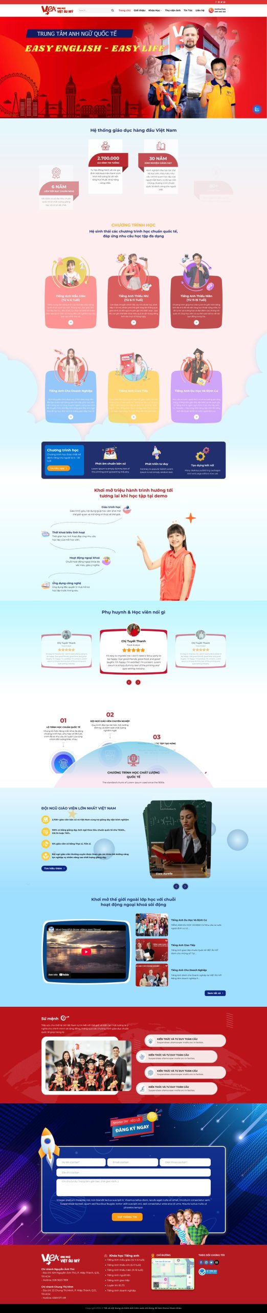 Giao diện Website Trung Tâm Anh Ngữ – Giao Diện Giáo Dục Chuẩn Marketing 2026