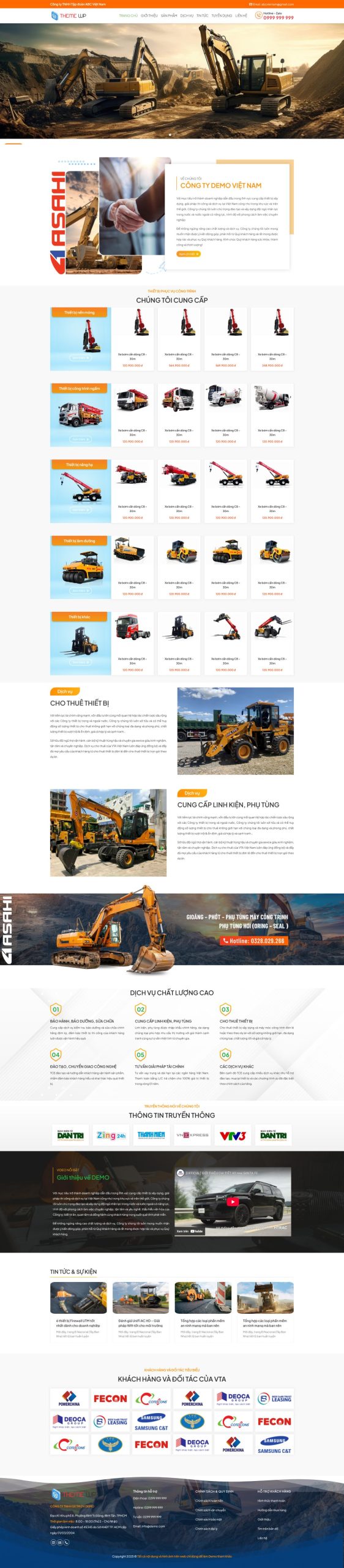 Giao diện Website Xe Cơ Giới – Giao Diện Máy Công Trình Chuyên Nghiệp