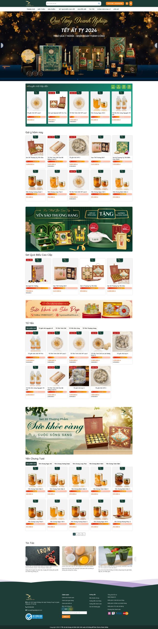 Giao diện Website Yến Sào Cao Cấp – Giao Diện Thực Phẩm Sang Trọng Chuẩn SEO
