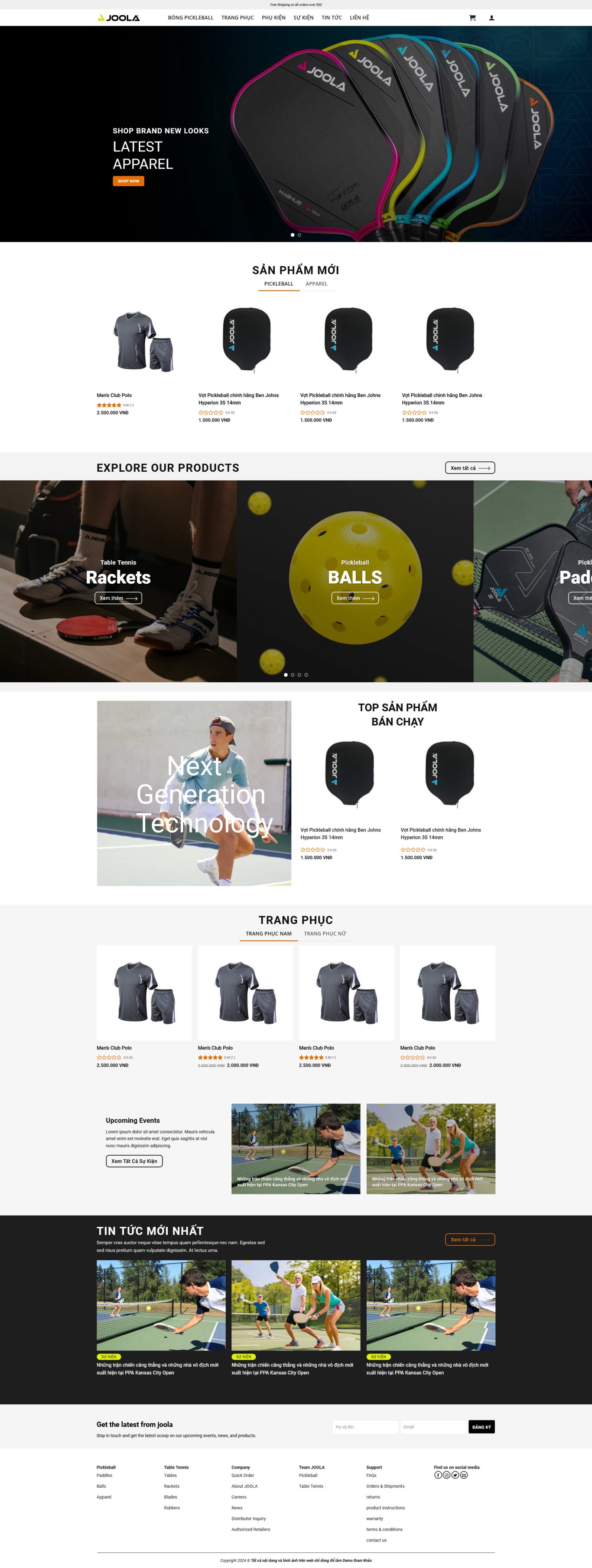 Website Bán dụng cụ chơi Pickleball 2