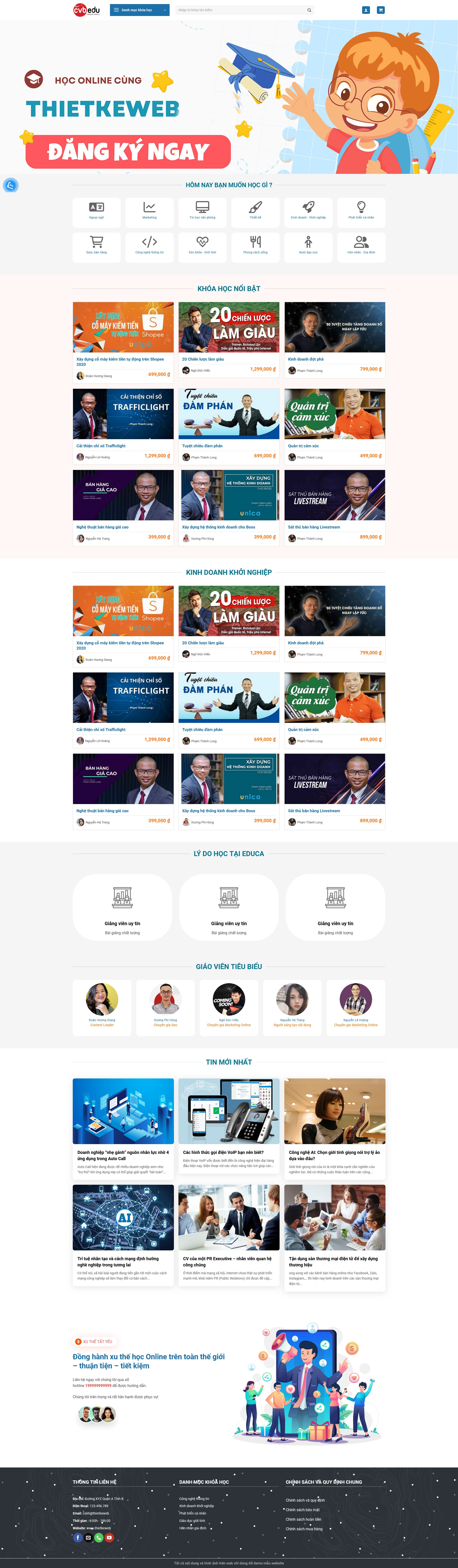 Website bán khóa học 7 chuẩn đẹp