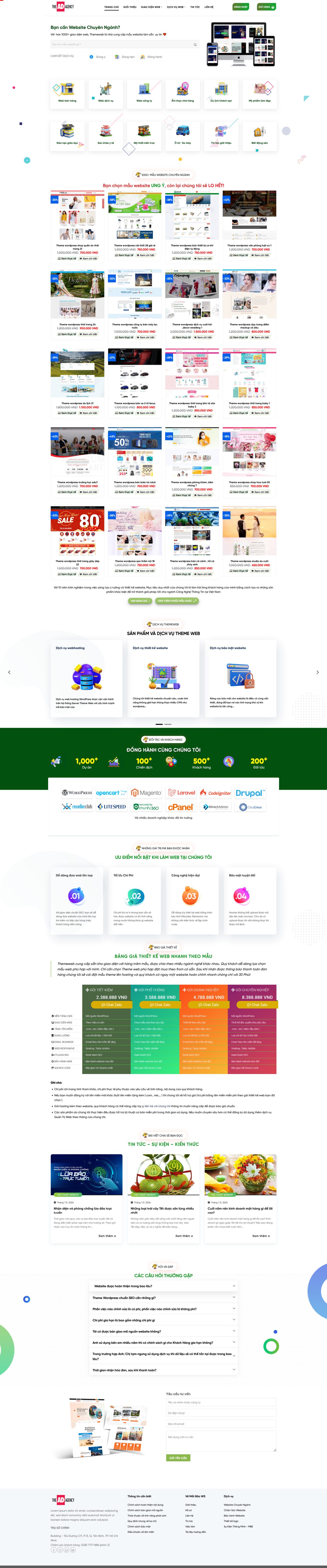 Website công ty Agency7 full chức năng thiết kế web ,domain hosting ,bán theme