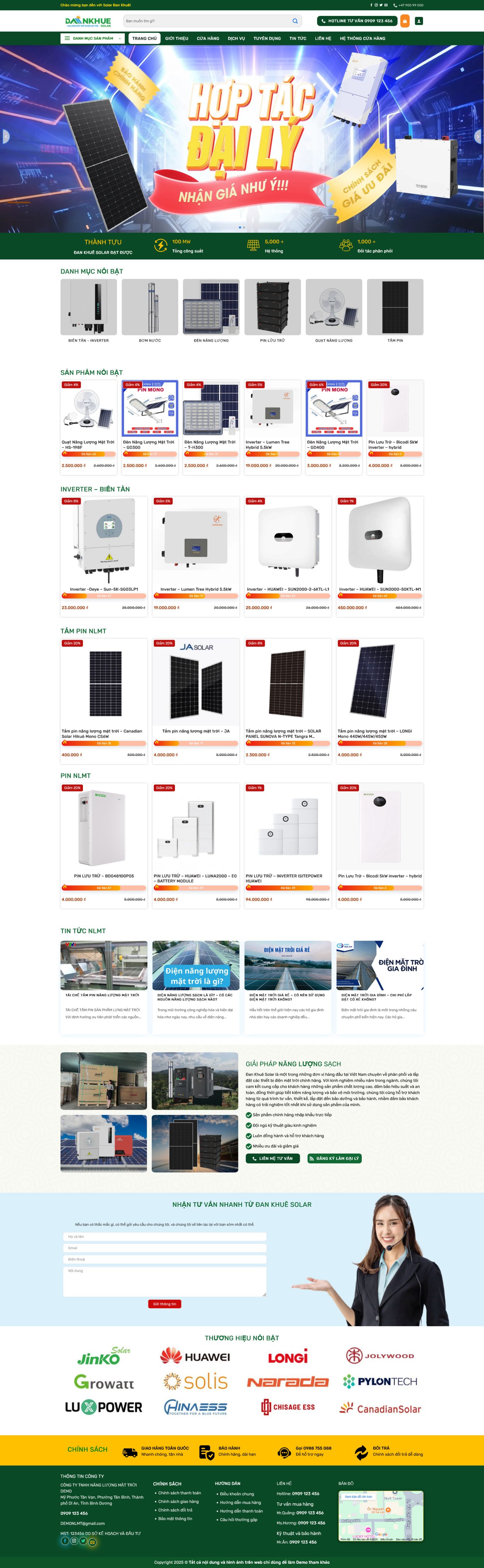 Website công ty năng lượng mặt trời solar 4 tối ưu chuẩn Xanh