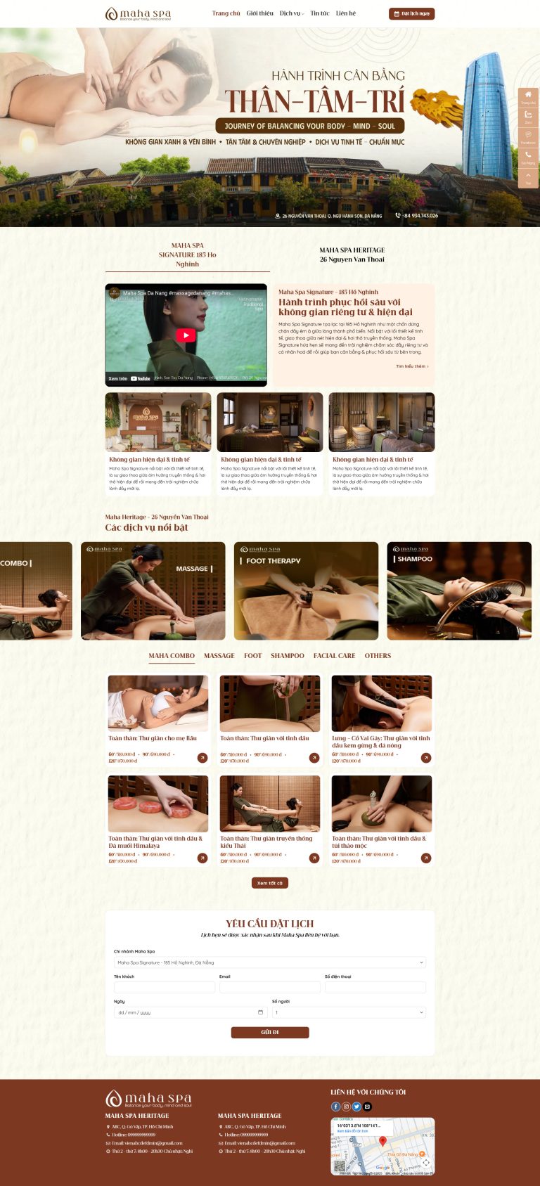 Website giới thiệu cơ sở massage ,spa