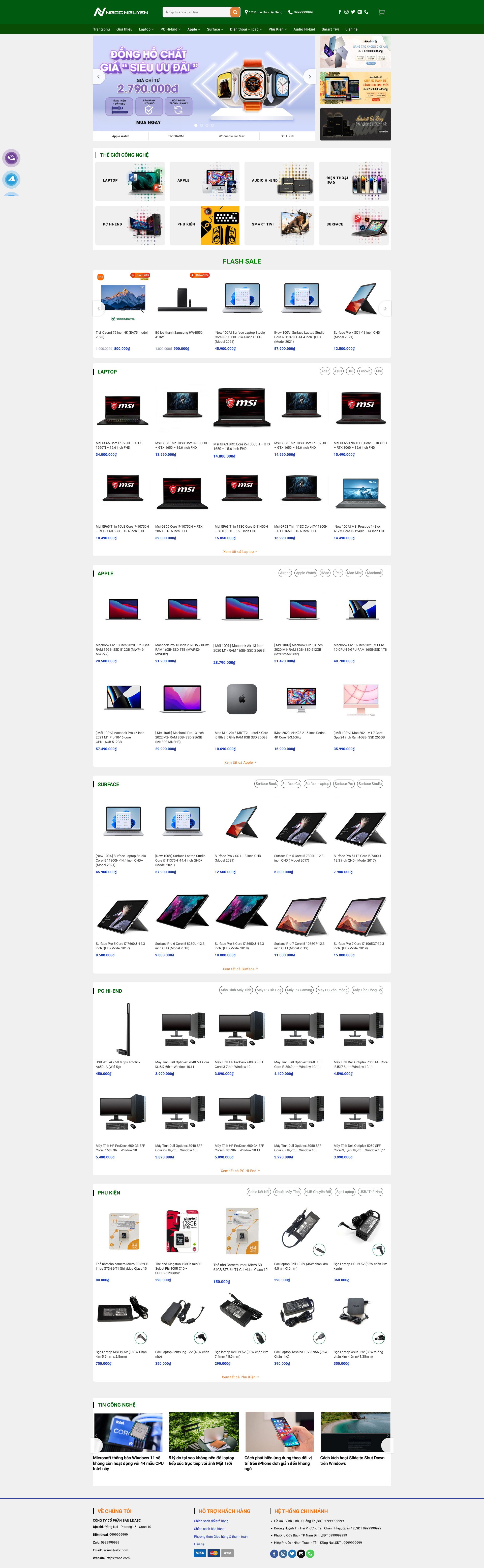 Website máy tính 10 giống ngocnguyen.vn