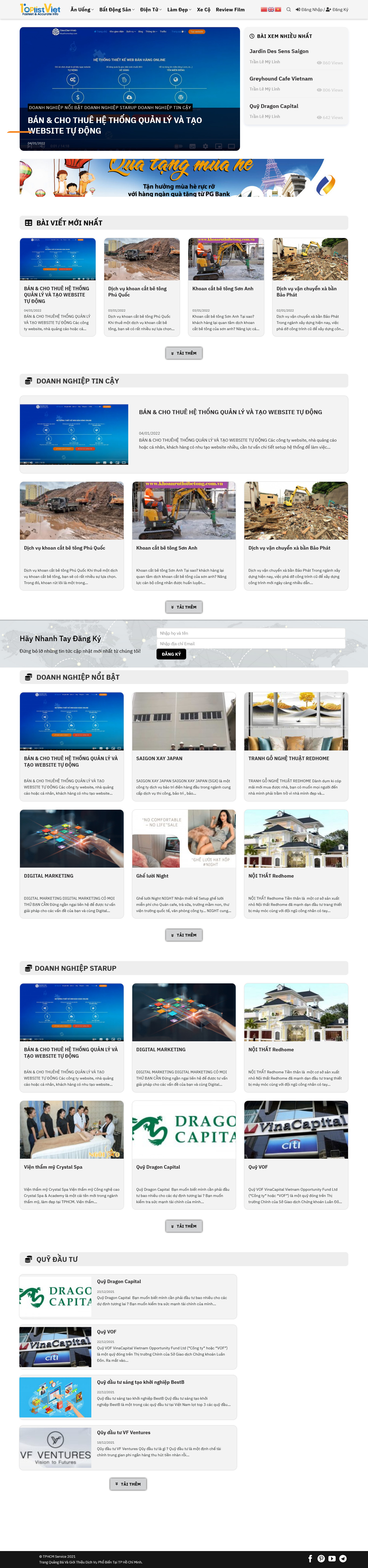 Website review địa điểm du lịch