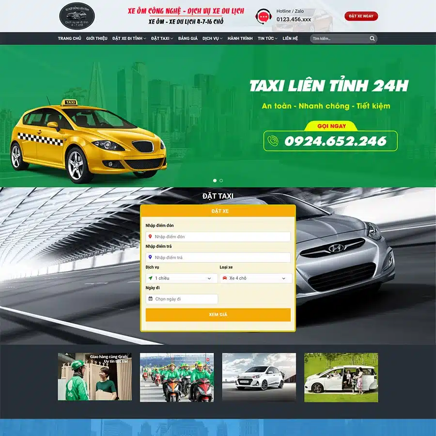 Website Taxi 4 có tính phí tự động chuẩn đẹp